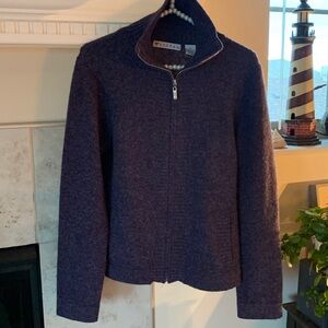 Cignal 100% Wool Full Zip Deep💜Purple Sweater Jacket. Pristine. Gorgeous